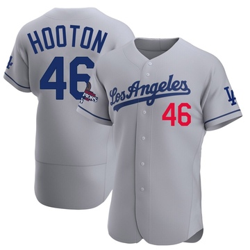 Burt Hooton Men's Authentic Los Angeles Dodgers Gray Away Official 2024 World Series Champions Jersey