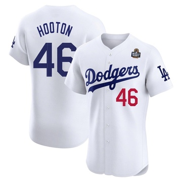 Burt Hooton Men's Elite Los Angeles Dodgers White Home 2024 World Series Jersey