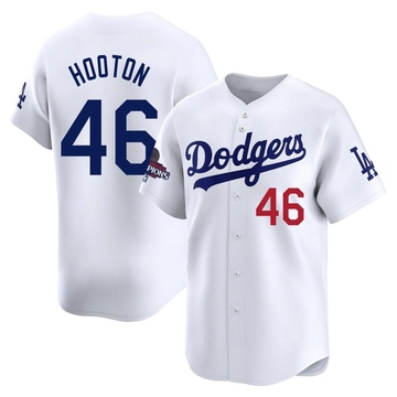 Burt Hooton Men's Limited Los Angeles Dodgers White Home 2024 World Series Champions Jersey