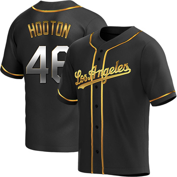 Burt Hooton Men's Replica Los Angeles Dodgers Black Golden Alternate Jersey