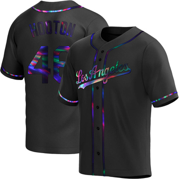 Burt Hooton Men's Replica Los Angeles Dodgers Black Holographic Alternate Jersey