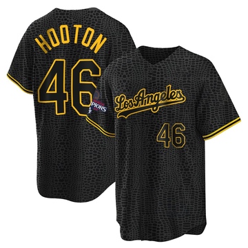 Burt Hooton Men's Replica Los Angeles Dodgers Black Snake Skin City 2024 World Series Champions Jersey