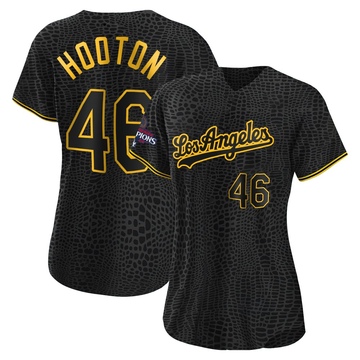 Burt Hooton Women's Authentic Los Angeles Dodgers Black Snake Skin City 2024 World Series Champions Jersey
