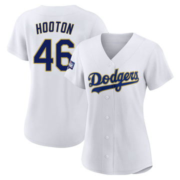 Burt Hooton Women's Authentic Los Angeles Dodgers White/Gold 2021 Gold Program Player Jersey