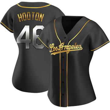Burt Hooton Women's Replica Los Angeles Dodgers Black Golden Alternate Jersey