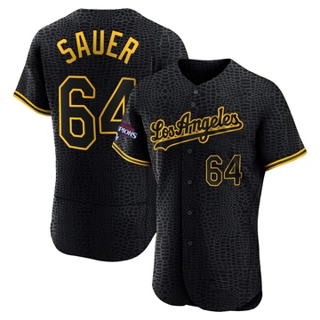 Matt Sauer Men's Authentic Los Angeles Dodgers Black Snake Skin City 2024 World Series Champions Jersey