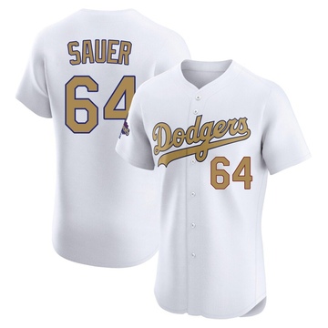 Matt Sauer Men's Elite Los Angeles Dodgers Gold White 2025 Collection Jersey