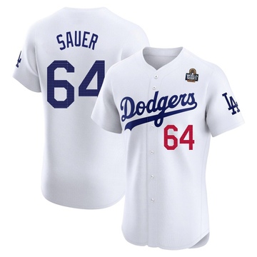 Matt Sauer Men's Elite Los Angeles Dodgers White Home 2024 World Series Jersey
