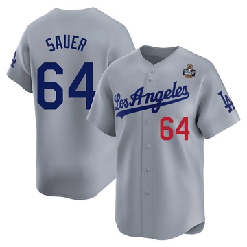 Matt Sauer Men's Limited Los Angeles Dodgers Gray Away 2024 World Series Jersey