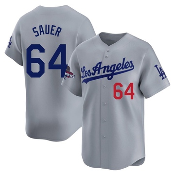 Matt Sauer Men's Limited Los Angeles Dodgers Gray Away World Series Champions Jersey