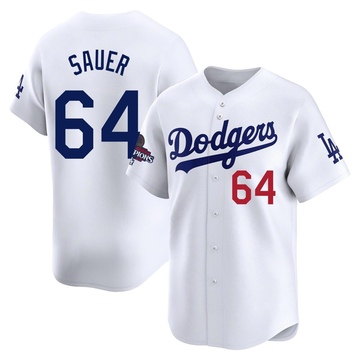 Matt Sauer Men's Limited Los Angeles Dodgers White Home 2024 World Series Champions Jersey