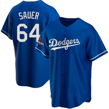 Matt Sauer Men's Replica Los Angeles Dodgers Royal Alternate 2024 World Series Champions Jersey