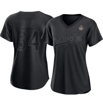 Matt Sauer Women's Authentic Los Angeles Dodgers Black Pitch Fashion 2024 World Series Jersey