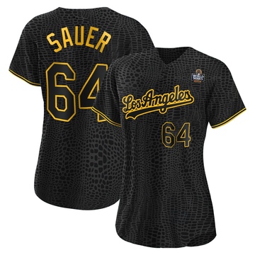 Matt Sauer Women's Authentic Los Angeles Dodgers Black Snake Skin City 2024 World Series Jersey