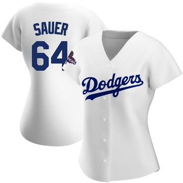 Matt Sauer Women's Authentic Los Angeles Dodgers White Home 2024 World Series Champions Jersey