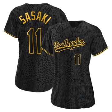 Roki Sasaki Women's Authentic Los Angeles Dodgers Black Snake Skin City Jersey