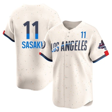 Roki Sasaki Youth Limited Los Angeles Dodgers Cream 2024 City Connect World Series Champions Jersey