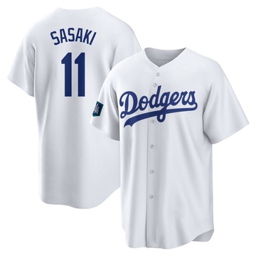 Roki Sasaki Youth Replica Los Angeles Dodgers White 2024 World Tour Seoul Series Home Jersey